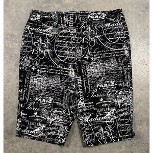 Lulu B Script French Parisian Print Bermuda Golf Shorts Women’s Size 8 Stretch